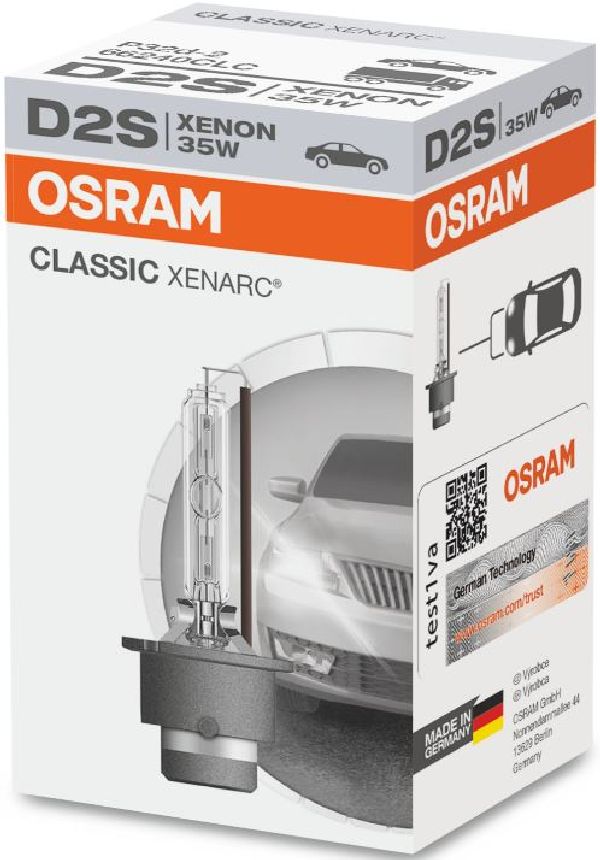 Beleuchtung :: Osram Fahrzeuglampen :: Xenonlampen :: D2S :: Osram XENARC® Classic  D2S, Xenon, 12/24V 35W P32d-2 , 4150K, 1er Faltschachtel - 66240CLC