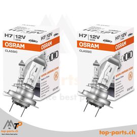 Osram H7 Classic 64210CLC Halogenlampen 12V 55W im Doppelpack mit Verpackung, PX26d Sockel, 3200K warmweißes Licht