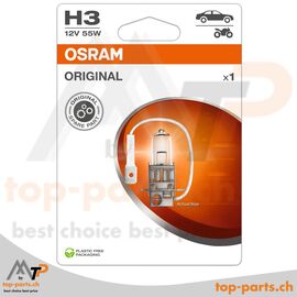 Osram H3 Original 64151-1BL Halogenlampe 12V 55W PK22s mit Verpackung – Original Qualität