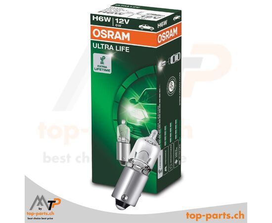 OSRAM 64132 Ultra Life H6W - 6W, BAX9s, Signallampe, Blinkleuchte, Einzellampe (GTIN: 4008321413178)