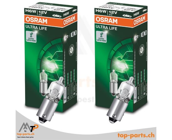 OSRAM 64132 Ultra Life H6W - 6W, BAX9s, Signallampe, Blinkleuchte, Einzellampe (GTIN: 4008321413178)
