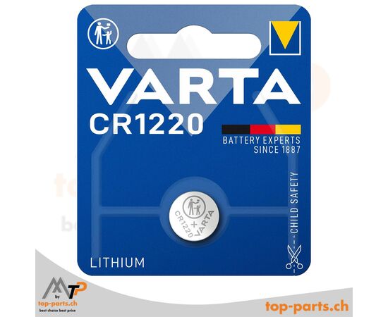VARTA CR1220 Lithium-Knopfzelle, 3V, 35mAh, 1er Blister, zuverlässige Batterie für Uhren, Schlüssel und Elektronik
