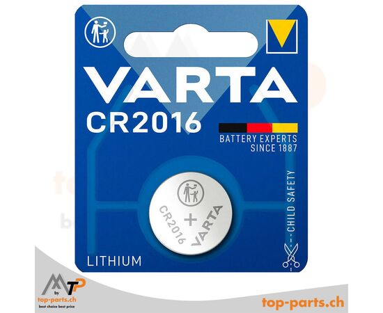 Varta CR2016 Lithium-Knopfzelle, 3V, 87mAh, 1er Blister