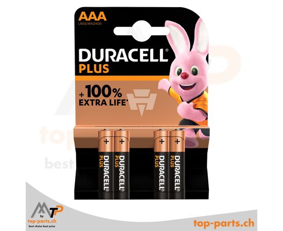 Duracell LR03 Plus Power AAA Micro Alkaline Batterie, 4er Blister