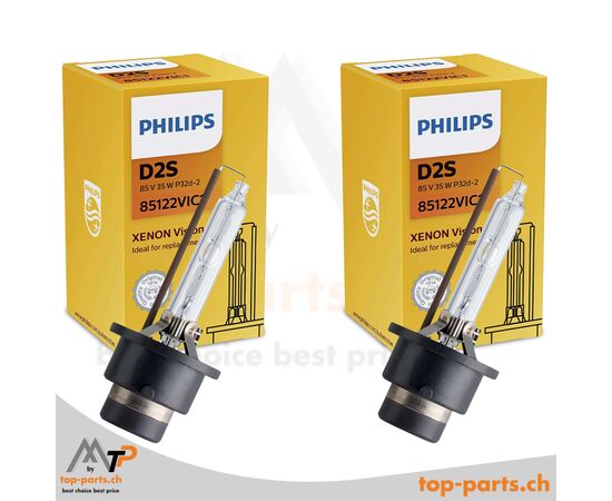 Zwei Philips D2S Vision Xenon 85122VIC1, 12/24V, 35W, in Originalverpackung, P32d-2, ideal für zuverlässige Autoscheinwerfer