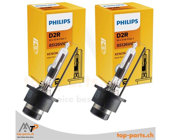 Zwei Philips D2R Vision Xenon 85126VIC1, 35W, P32d-3, mit Verpackung im Background