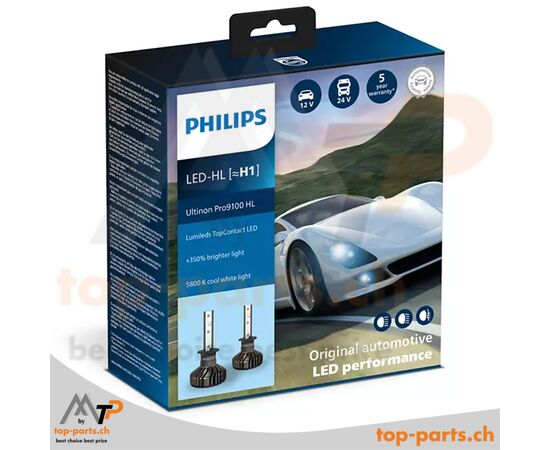 Philips H1 LED Ultinon Pro9100 HL 5800K im Doppelpack in hochwertiger Verpackung, P14.5s