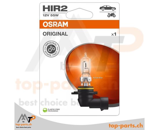 Osram HIR2 Original 9012-1BL Halogenlampe, 12V/55W PX22d, im Blister-Verpackung