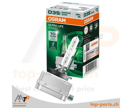 OSRAM XENARC D3S Ultra Life Xenonlampe in Verpackung – 1 Stück, Artikelnummer 66340ULT, langlebige Fahrzeugbeleuchtung