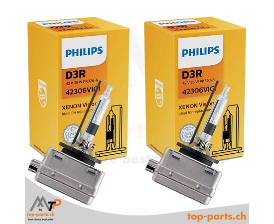 Philips Xenon D3R Vision Xenonlampen Doppelpack – 2 Stück, 42306VIC1, optimale Fahrzeugbeleuchtung für lange Fahrten