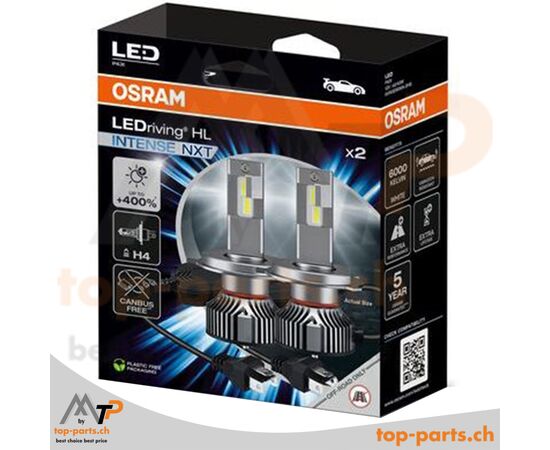 Osram H4/H19 LEDriving® HL INTENSE NEXT +400% 6000K – 2 LED-Lampen mit P43t/PU43t-3-Sockel und Verpackung, hohe Helligkeit, modernes Design