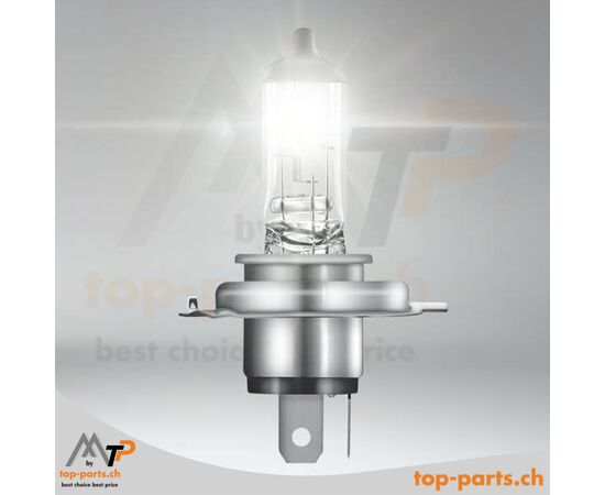 2 leuchtende OSRAM H4 SUPER +30% Halogenlampen, ohne Verpackung, 12V 60/55W P43t