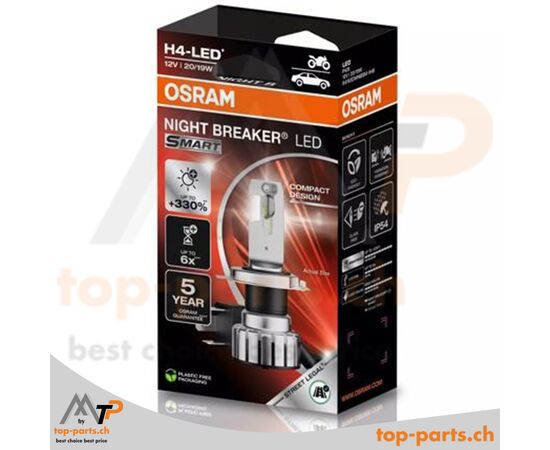 Osram H4 NIGHT BREAKER LED SMART +330% mit Verpackung, 6000K, 12V P43t, Einzelpackung