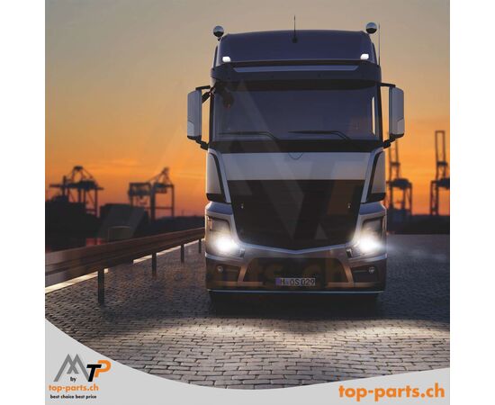 Osram H2 Original 64175 Halogenlampe 24V 70W in Aktion, klare Ausleuchtung für Lkw-Fernscheinwerfer