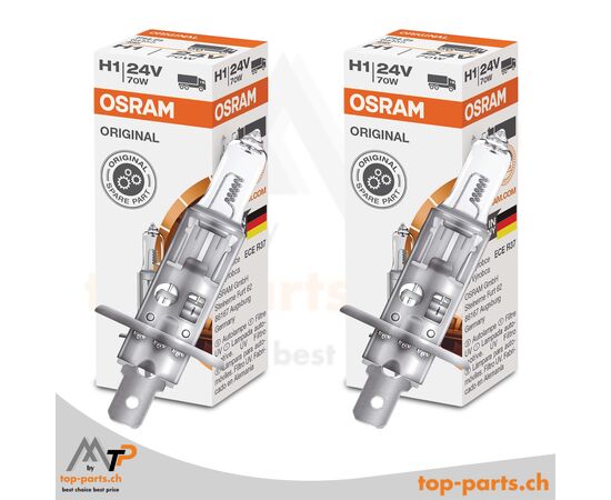 OSRAM H1 Original 64155 Halogenlampe 24V 70W P14.5s für Haupt- und Fernscheinwerfer