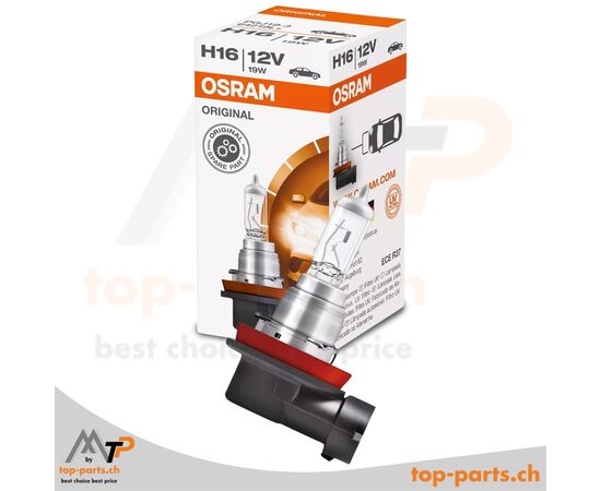 Osram H16 Original Halogenlampe 12V 19W PGJ19-3 mit Verpackung, langlebige Beleuchtung für Nebelscheinwerfer, 3200K warmweißes Licht