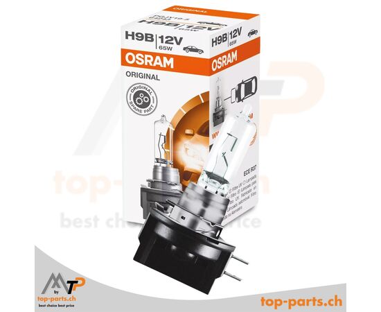 Osram H9B Original Halogenlampe 12V 65W PGJY19-5 mit Verpackung, langlebige Beleuchtung für Fahrzeuge, 3200K warmweißes Licht