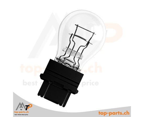 Eingeschaltete Osram P27/7W Original Kugellampe 12V 27/7W W2.5x16q ohne Verpackung, zuverlässiges Licht für Blinkleuchten und Rückleuchten