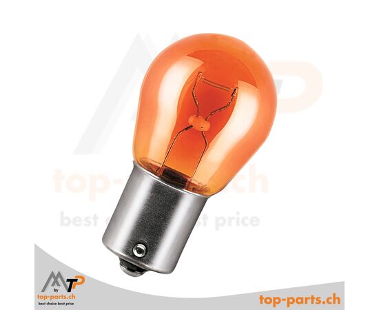 Eingeschaltete Osram PY21W Original gelbe Kugellampen 12V 21W BAU15s ohne Verpackung, helles und effizientes Licht für Blinker