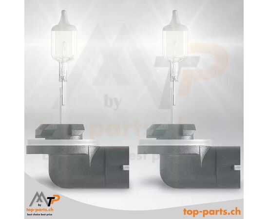 Eingeschaltete Osram H27W/2 Original Halogenlampen 12V 27W PGJ13 ohne Verpackung, helles und zuverlässiges 3200K warmweißes Licht