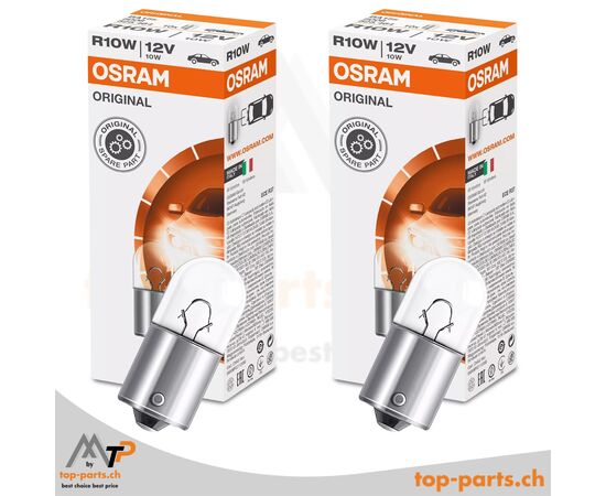 Osram R10W Original Kugellampen 12V 10W BA15s im Doppelpack mit Verpackung, langlebige Fahrzeugbeleuchtung
