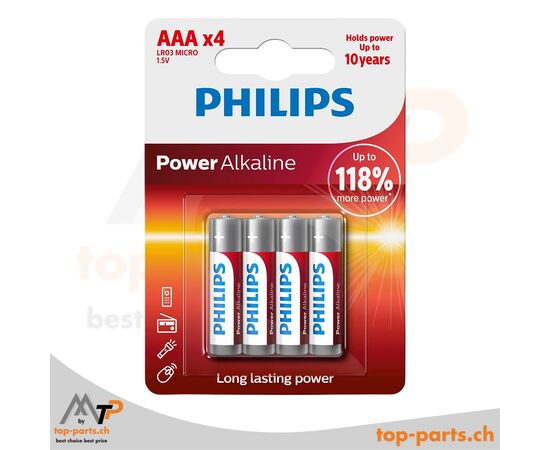 Philips Power Alkaline AAA Batterie LR03 1.5V 4er Blister